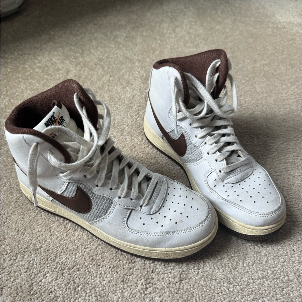 Men’s Nike air High-Top Sneakers - White and Brown